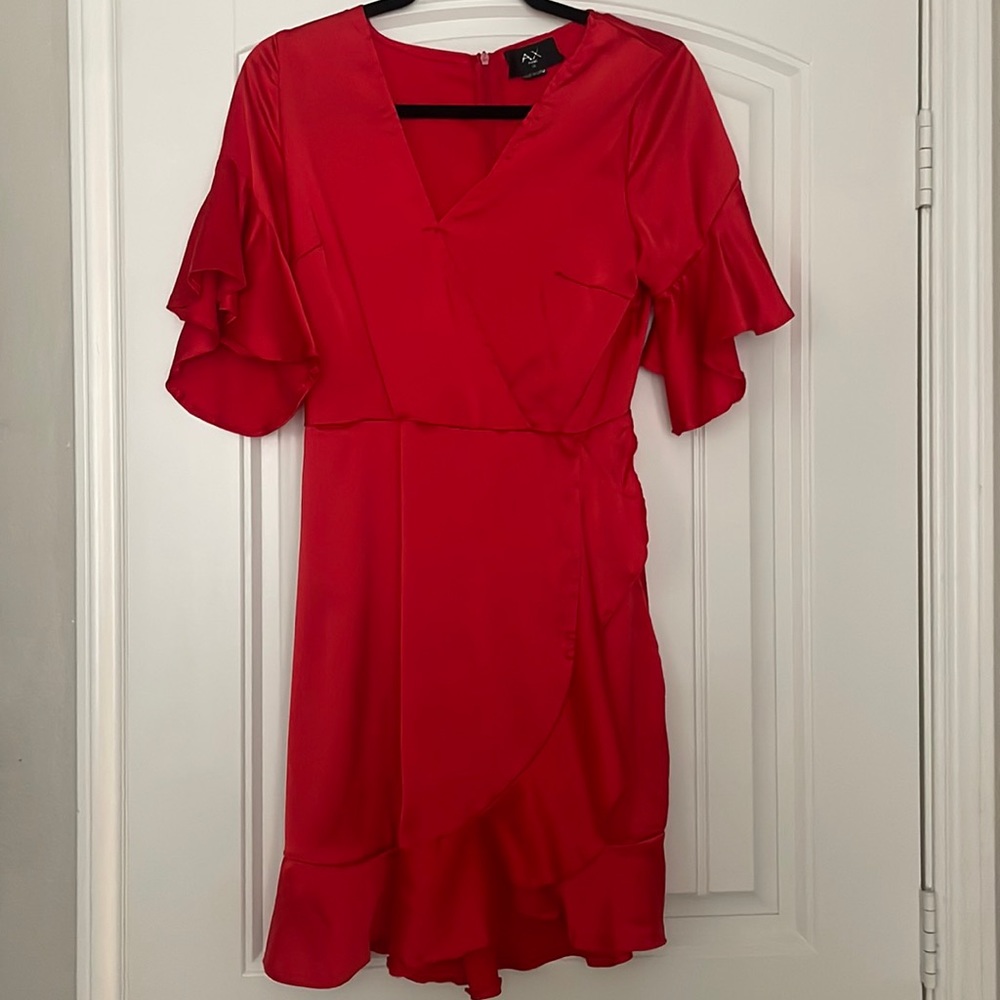 Ax ruffle satin dress uk size 12 USA size 8